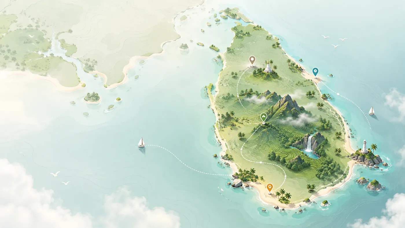 Illustrated Sri Lanka journey map
